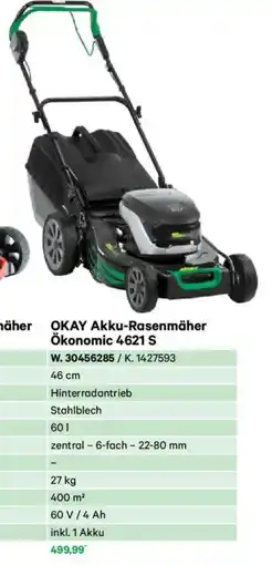 Lagerhaus Okay akku-rasenmäher ökonomic 4621 s Angebot