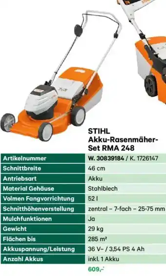 Lagerhaus Akku-rasenmäher- set rma 248 Angebot