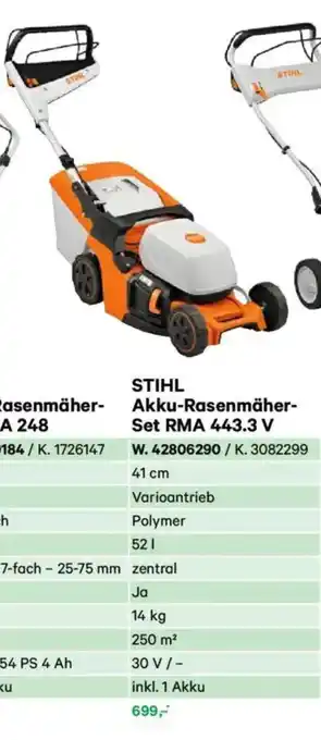 Lagerhaus Akku-rasenmäher- set rma 443.3 v Angebot