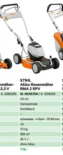 Lagerhaus Akku-rasenmäher rma 2 rpv Angebot