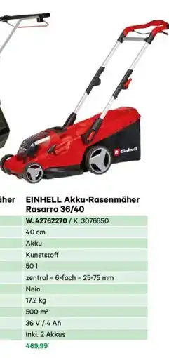 Lagerhaus Einhell akku-rasenmäher rasarro 36/40 Angebot