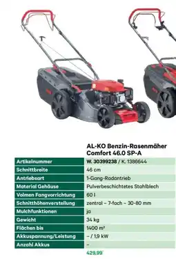 Lagerhaus Al-ko benzin-rasenmäher comfort 46.0 sp-a Angebot