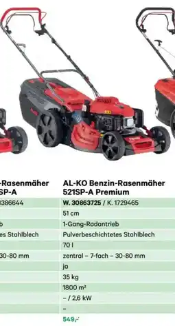 Lagerhaus Al-ko benzin-rasenmäher 521sp-a premium Angebot