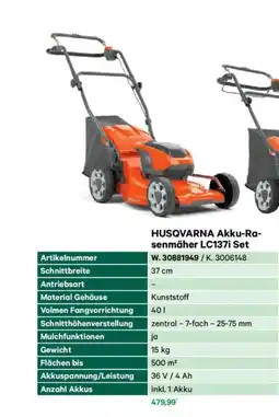 Lagerhaus Husqvarna akku-ra- senmäher lc137i set Angebot