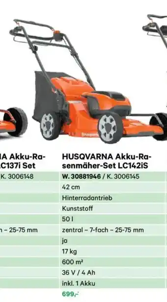 Lagerhaus Husqvarna akku-ra- senmäher-set lc142is Angebot