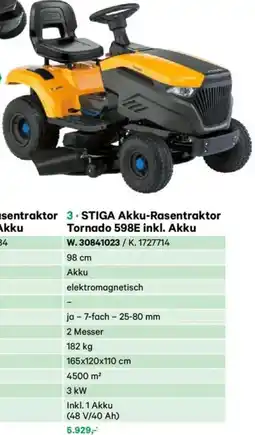 Lagerhaus Stiga akku-rasentraktor tornado 598e inkl. akku Angebot