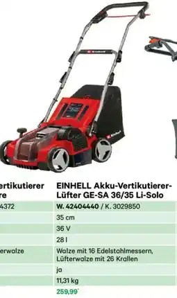 Lagerhaus Einhell akku-vertikutierer- husqvarna elektro- lüfter ge-sa 36/35 li-solo w. 42404440/k. 3029850 Angebot