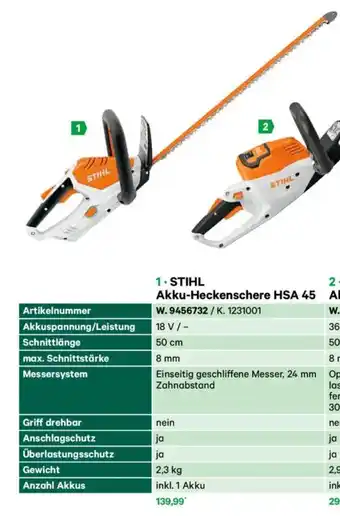 Lagerhaus Akku-heckenschere hsa 45 Angebot