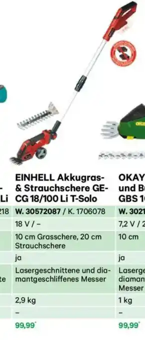 Lagerhaus Einhell akkugras- & strauchschere ge- cg 18/100 li t-solo Angebot