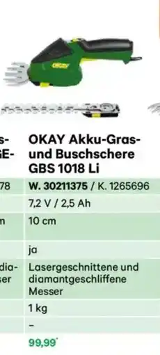 Lagerhaus Okay akku-gras- und buschschere gbs 1018 li Angebot