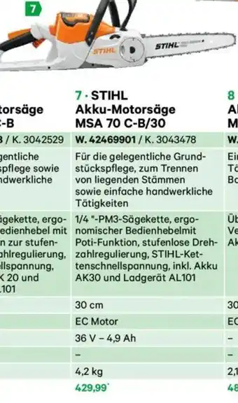 Lagerhaus Stihl akku-motorsäge msa 70 c-b/30 Angebot