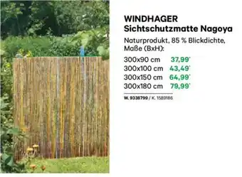 Lagerhaus Windhager sichtschutzmatte nagoya Angebot