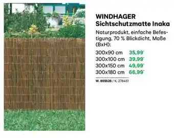 Lagerhaus Windhager sichtschutzmatte inaka Angebot