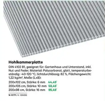 Lagerhaus Hohlkammerplatte Angebot