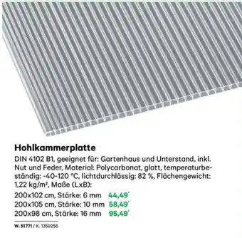 Lagerhaus Hohlkammerplatte Angebot