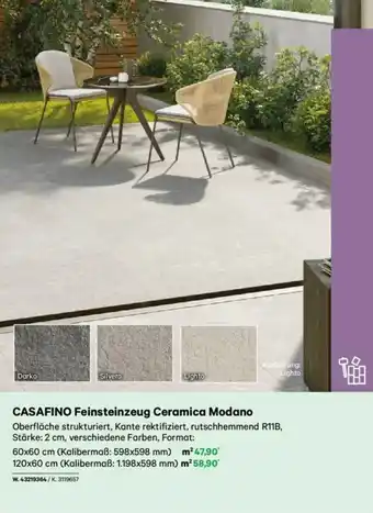 Lagerhaus Casafino feinsteinzeug ceramica modano Angebot