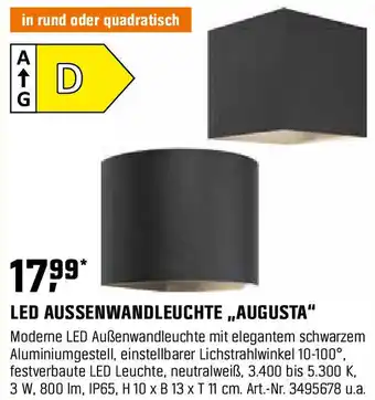 OBI Led aussenwandleuchte „,,augusta" Angebot