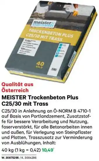 Lagerhaus MEISTER Trockenbeton Plus Angebot