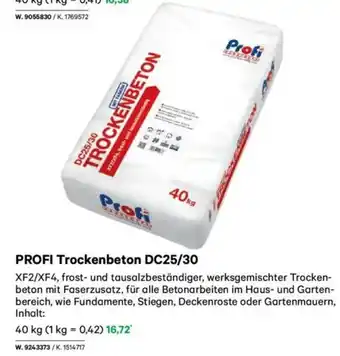 Lagerhaus Profi trockenbeton dc25/30 Angebot