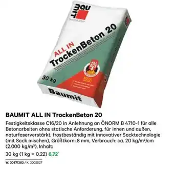 Lagerhaus Baumit all in trockenbeton 20 Angebot