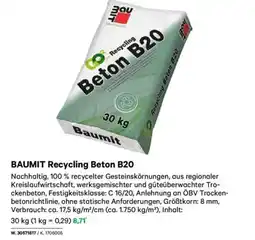 Lagerhaus Baumit recycling beton b20 Angebot