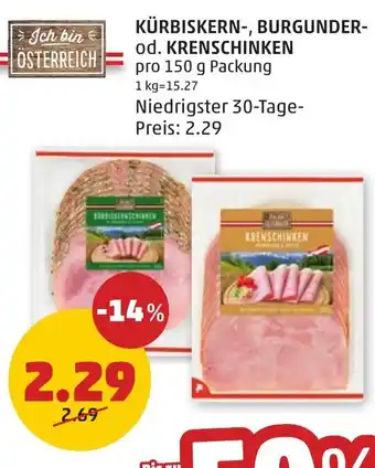 PENNY Kürbiskern-, burgunder- od. krenschinken Angebot