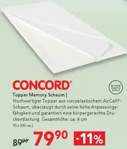 Matratzen Concord Topper Memory Schaum Angebot