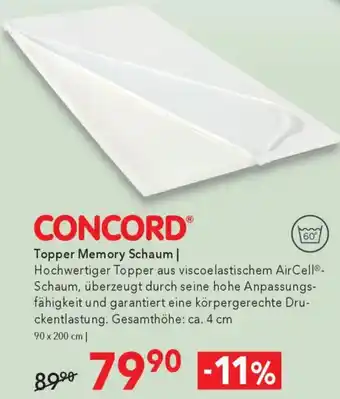 Matratzen Concord Topper Memory Schaum Angebot