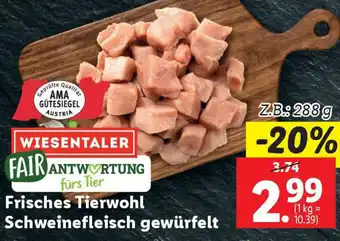 Lidl Frisches Tierwohl Schweinefleisch gewürfelt Angebot