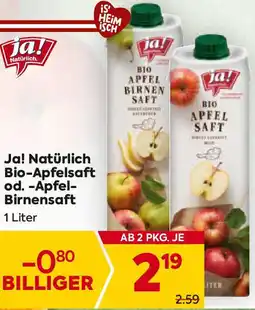 Billa Bio-Apfelsaft od. -Apfel- Birnensaft Angebot