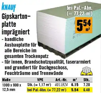 Hornbach Gipskarton- platte imprägniert Angebot