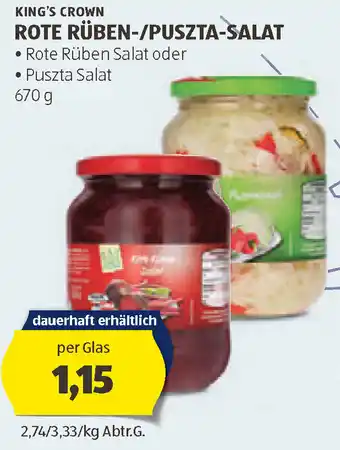 Hofer ROTE RÜBEN-/PUSZTA-SALAT Angebot