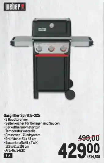 Metro Gasgriller Spirit E-325 Angebot