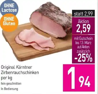 Sutterlüty Original Kärntner Zirbenrauchschinken Angebot