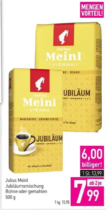 Sutterlüty Julius Meinl Jubiläumsmischung Bohne oder gemahlen Angebot