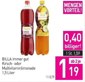 Sutterlüty BILLA immer gut Kirsch- oder Multivitaminlimonade Angebot