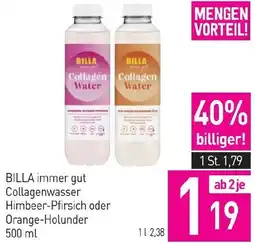 Sutterlüty BILLA immer gut Collagenwasser Himbeer-Pfirsich oder Orange-Holunder Angebot