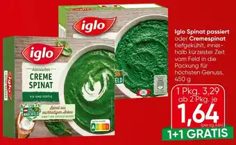 Spar Iglo Spinat passiert oder Cremespinat Angebot