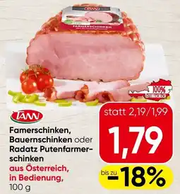 Spar Famerschinken, Bauernschinken oder Radatz Putenfarmer- schinken Angebot