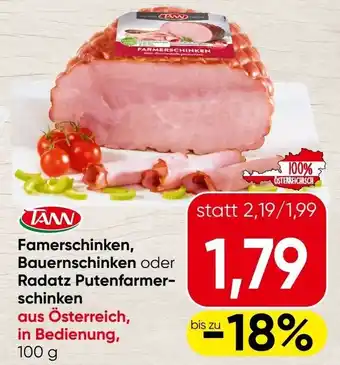 Spar Famerschinken, Bauernschinken oder Radatz Putenfarmer- schinken Angebot