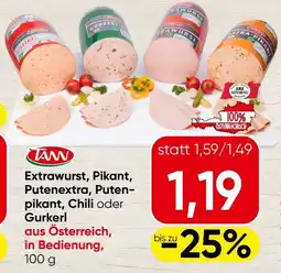 Spar Extrawurst, Pikant, Putenextra, Puten- pikant, Chili oder Gurkerl Angebot