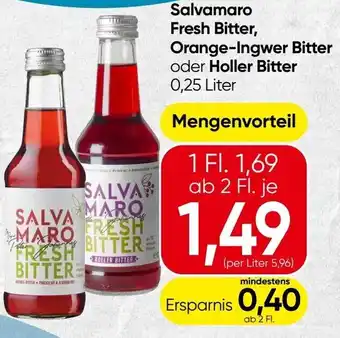 Spar Salvamaro Fresh Bitter, Orange-Ingwer Bitter oder Holler Bitter Angebot