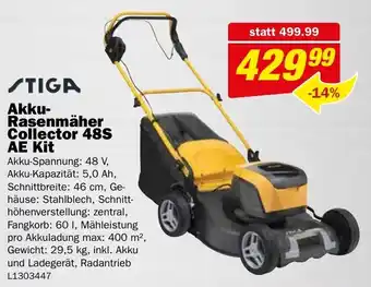 Bauring Akku- Rasenmäher Collector 48S AE Kit Angebot