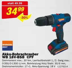 Bauring Akku-bohrschrauber wb 18v-bsb cpf Angebot