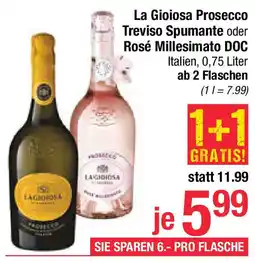 Maximarkt La Gioiosa Prosecco Treviso Spumante oder Rosé Millesimato DOC Angebot