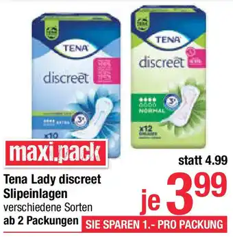 Maximarkt Tena Lady discreet Slipeinlagen Angebot