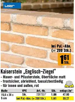 Hornbach Kaiserstein „Englisch-Ziegel Angebot