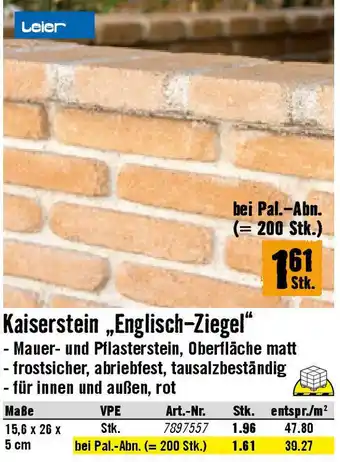 Hornbach Kaiserstein „Englisch-Ziegel Angebot