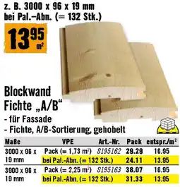 Hornbach Blockwand Fichte „A/B Angebot