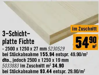 Hornbach 3-Schicht- platte Fichte Angebot